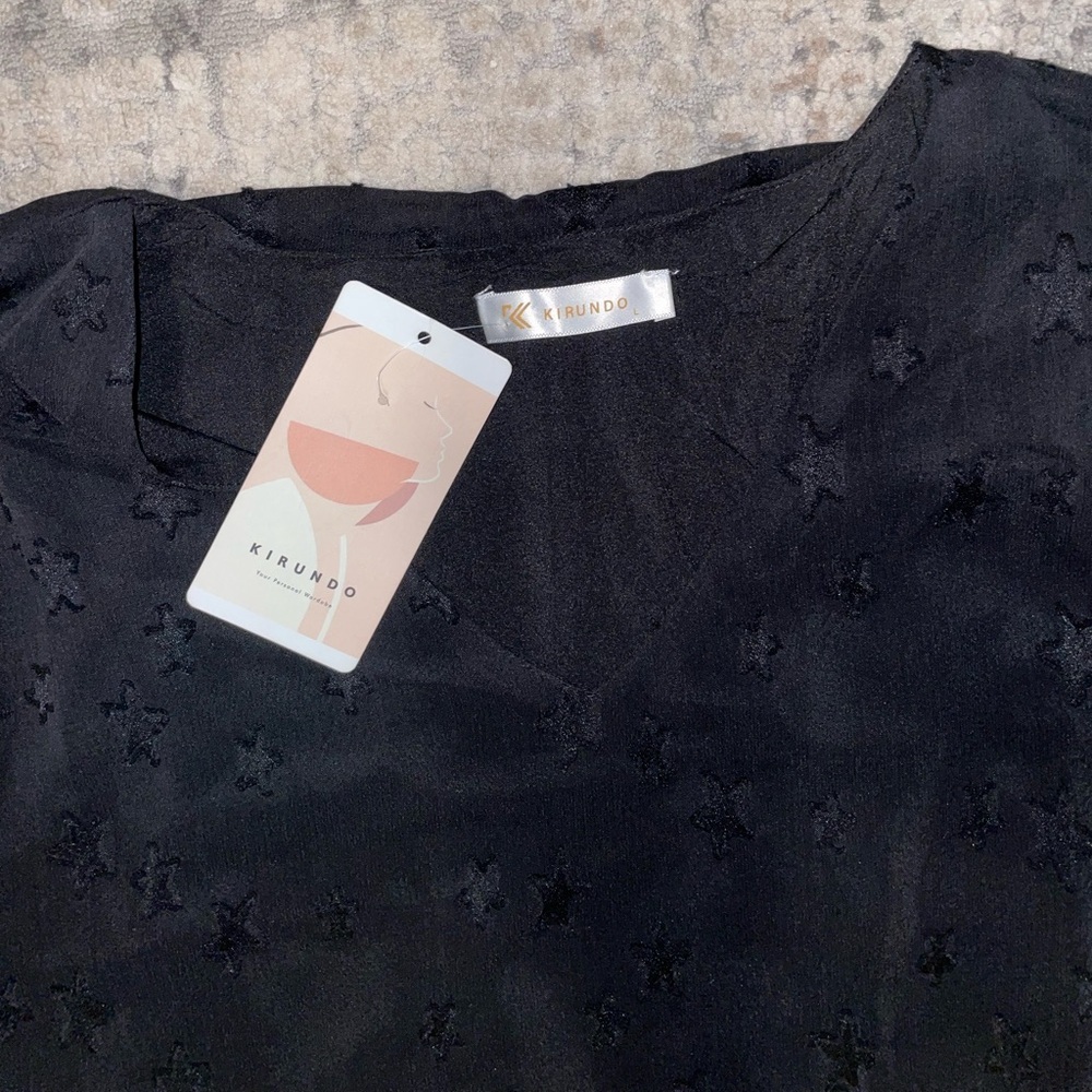 Women's Black Embroidered Short Sleeve Dress - Picture 3 of 3